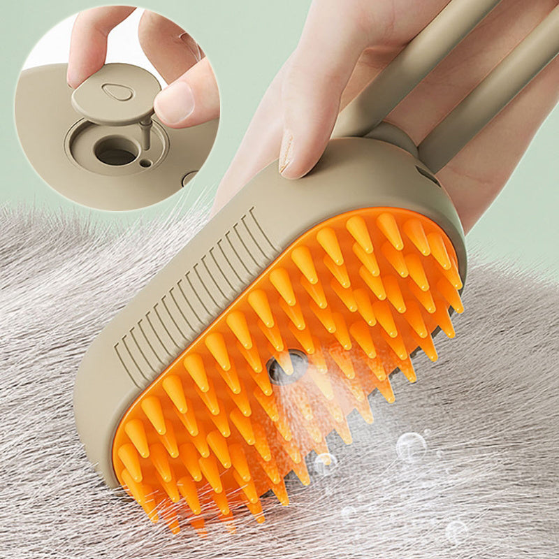3-in-1 Electric Steam Pet Brush – Groom, Detangle & Massage in One