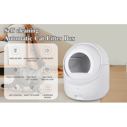 Smart Self-Cleaning Cat Litter Box β WiFi App Control, Odor Removal & Safety Protection