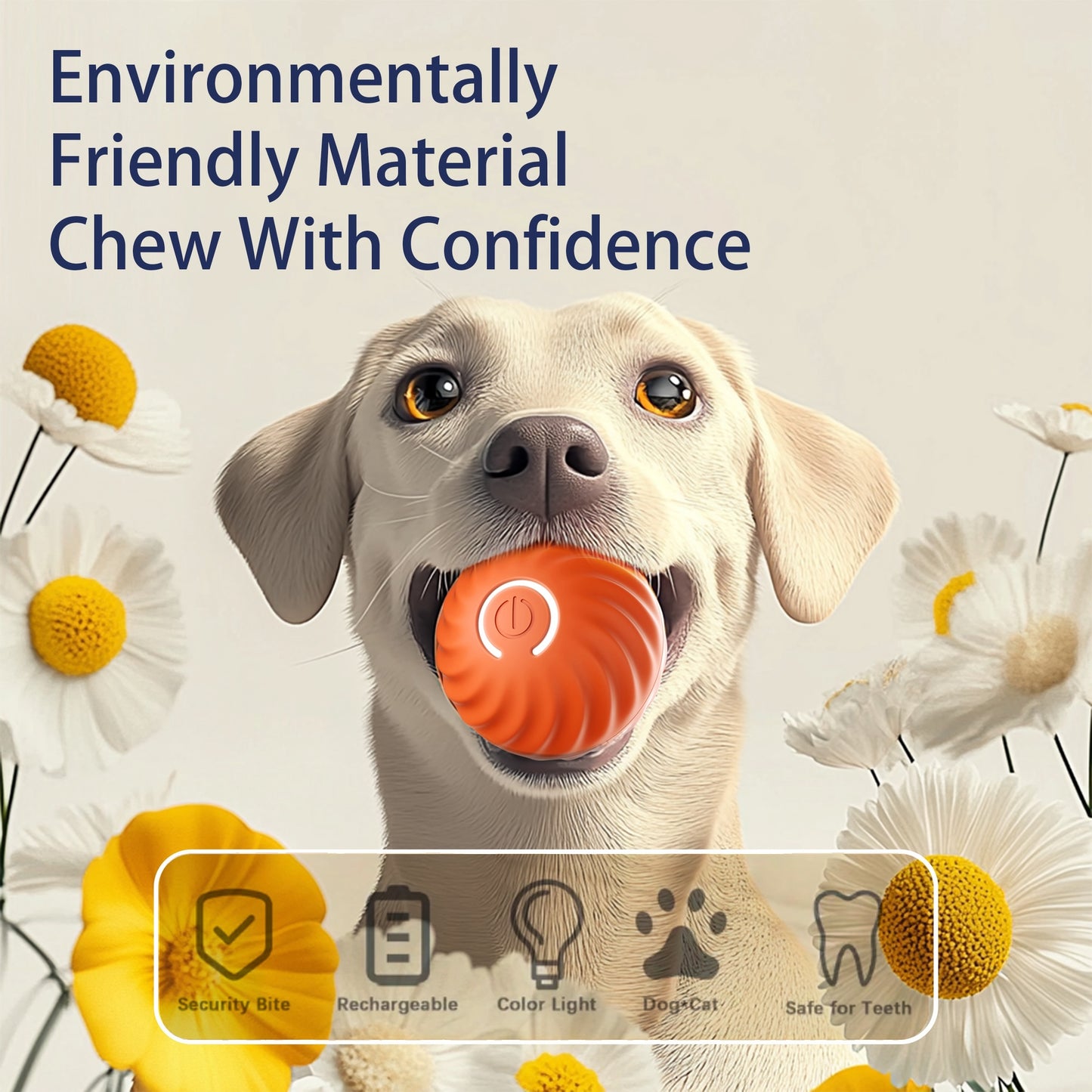 Interactive Smart Bouncing Ball for Dogs – Automatic Rechargeable Pet Toy