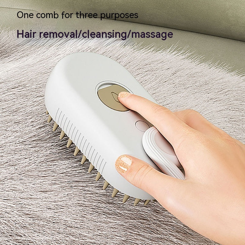 3-in-1 Electric Steam Pet Brush – Groom, Detangle & Massage in One