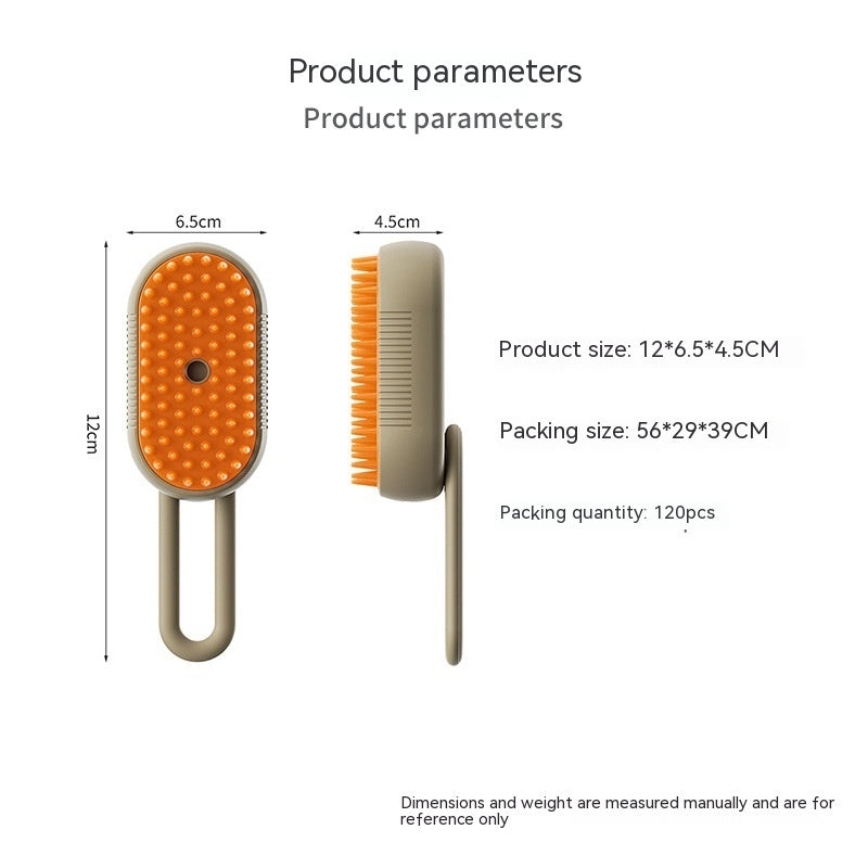3-in-1 Electric Steam Pet Brush – Groom, Detangle & Massage in One
