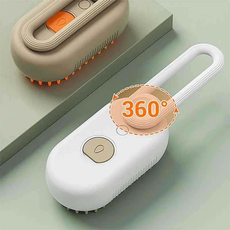 3-in-1 Electric Steam Pet Brush – Groom, Detangle & Massage in One